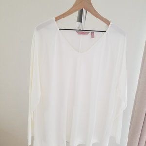 Laurie Felt Suede Knit Top, Cream, Large